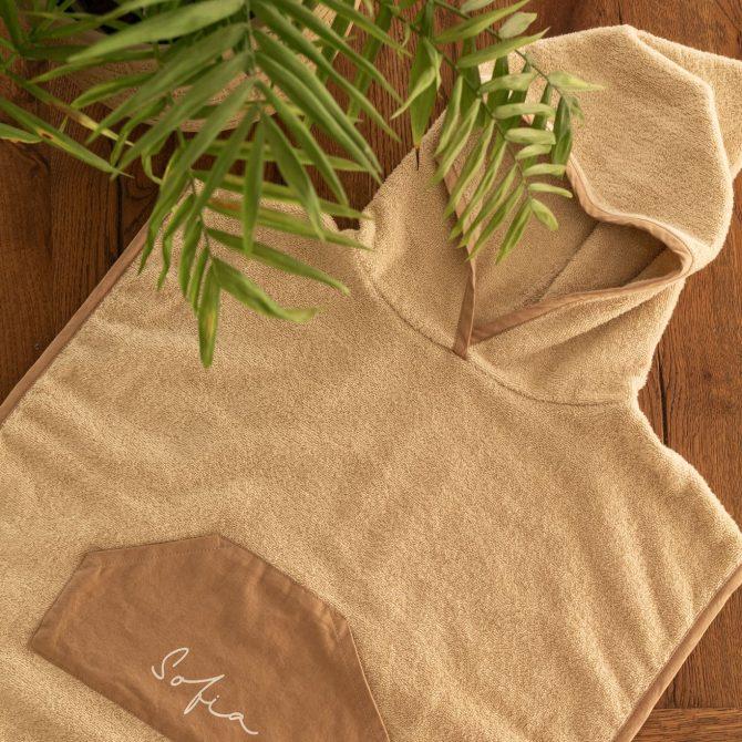 Poncho in cotone – Cammello