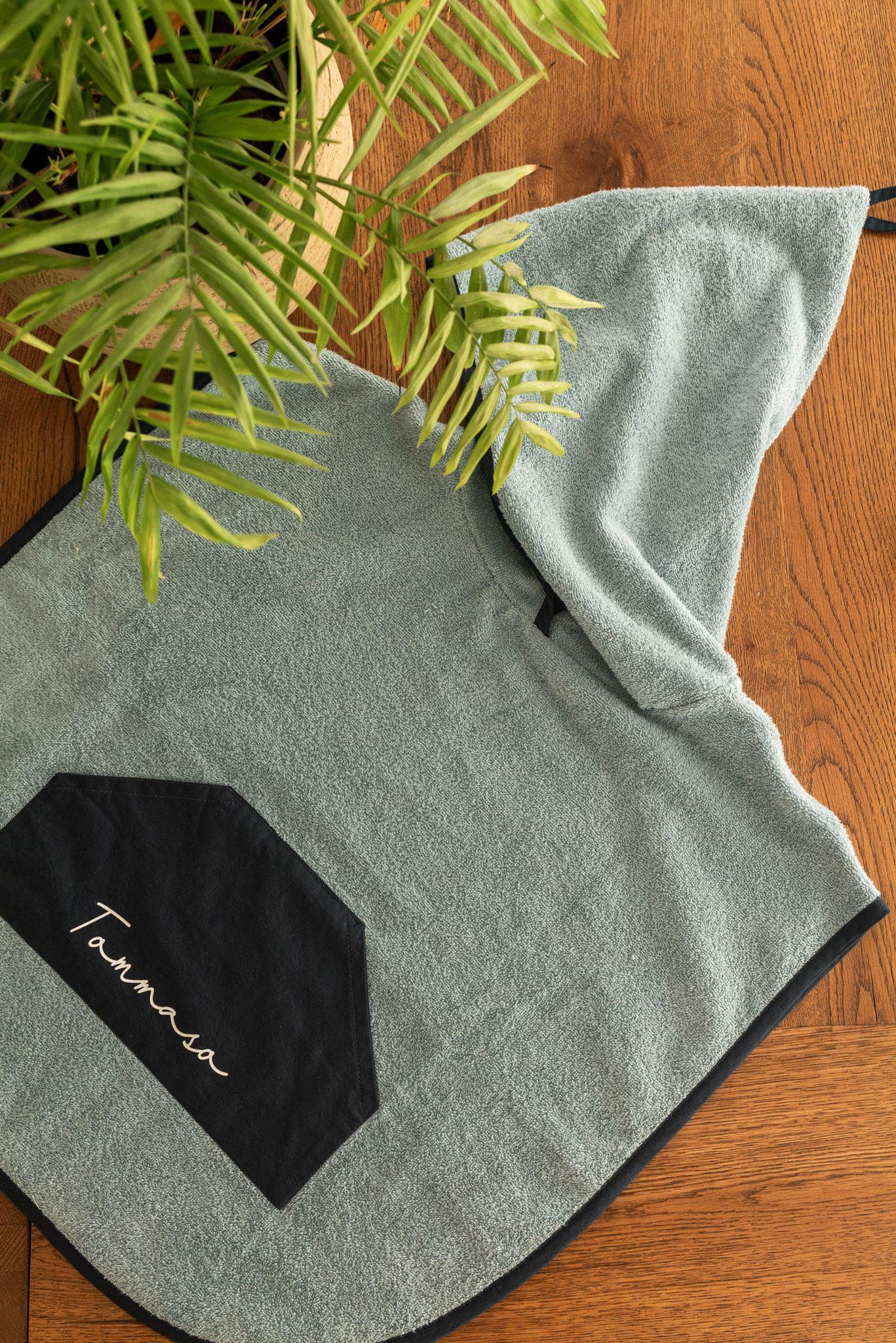 Poncho in cotone – Azzurro