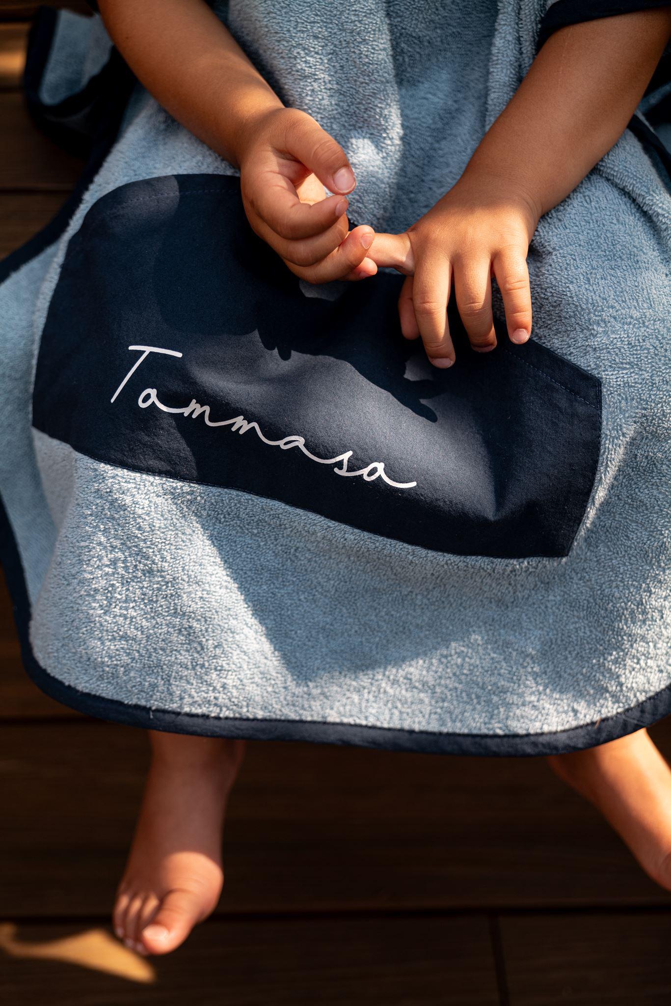 Poncho in cotone – Azzurro