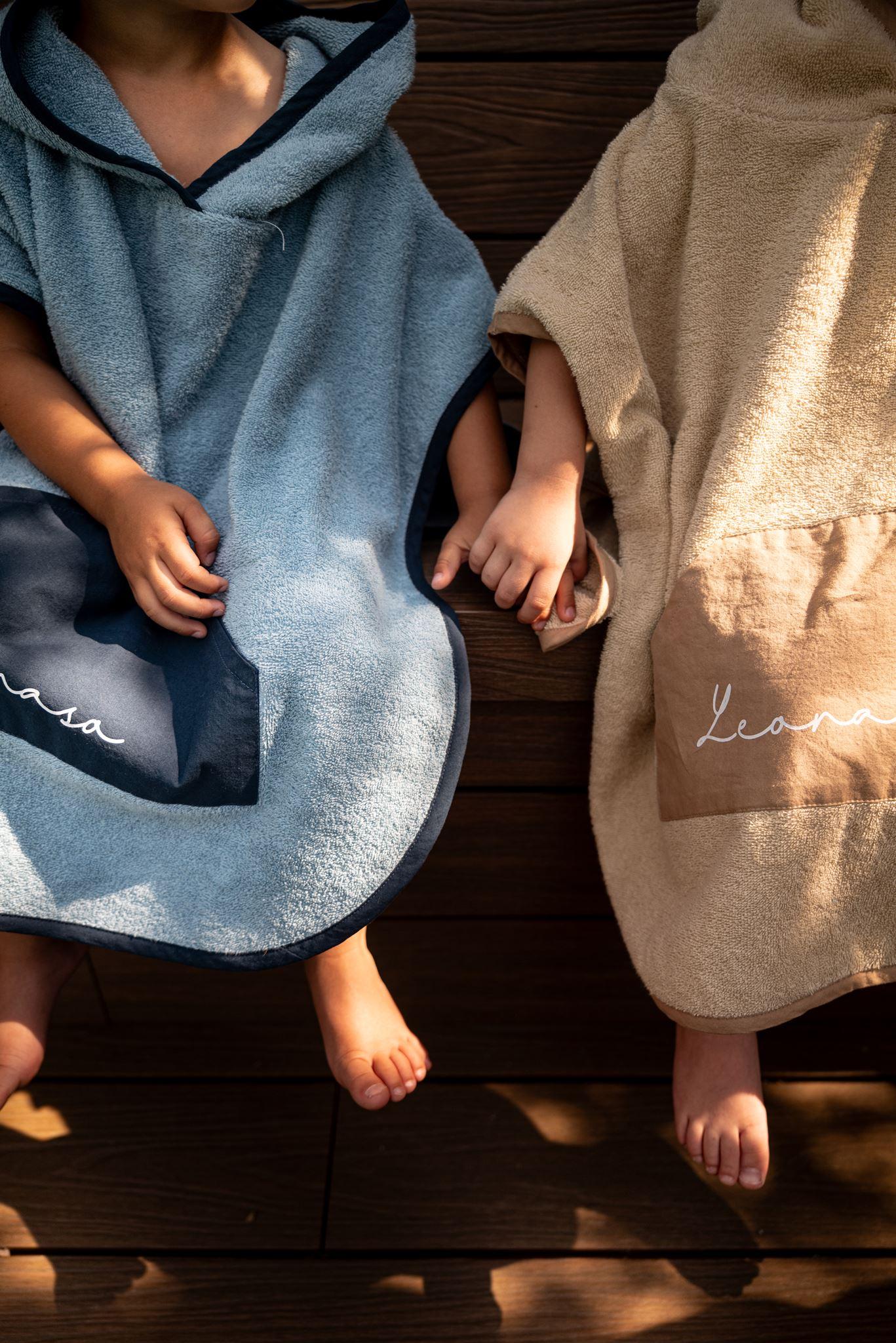 Poncho in cotone – Azzurro